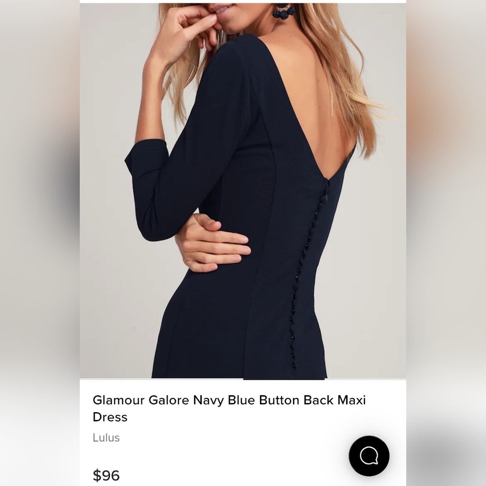Glamour Galore Navy Blue Button Back Maxi Dress - Picture 2 of 9